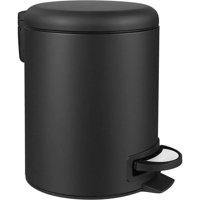Jessar - Poubelle à Pédale, Capacité de 5 Litres, Fermeture Douce, Couvercle en Bambou, Noir main image 0