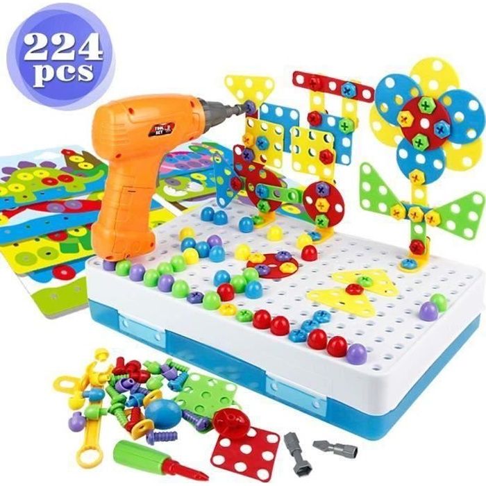 yoptote 224PCS Mosaique Enfant Puzzle 3D Jeux Montessori Educatif  Dinosaures Puzzle Jeu Construction Jeux de Société Jouet Enfant Garcon Fille  3 4 5 Ans 