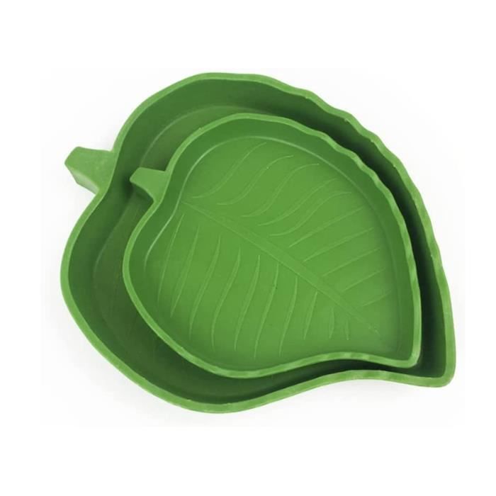 2PCS Bol deau de Nourriture pour Reptiles en Forme de Feuille Accessoire Tortue Terrestre Abreuvoir Tortue Plat Petits Animaux