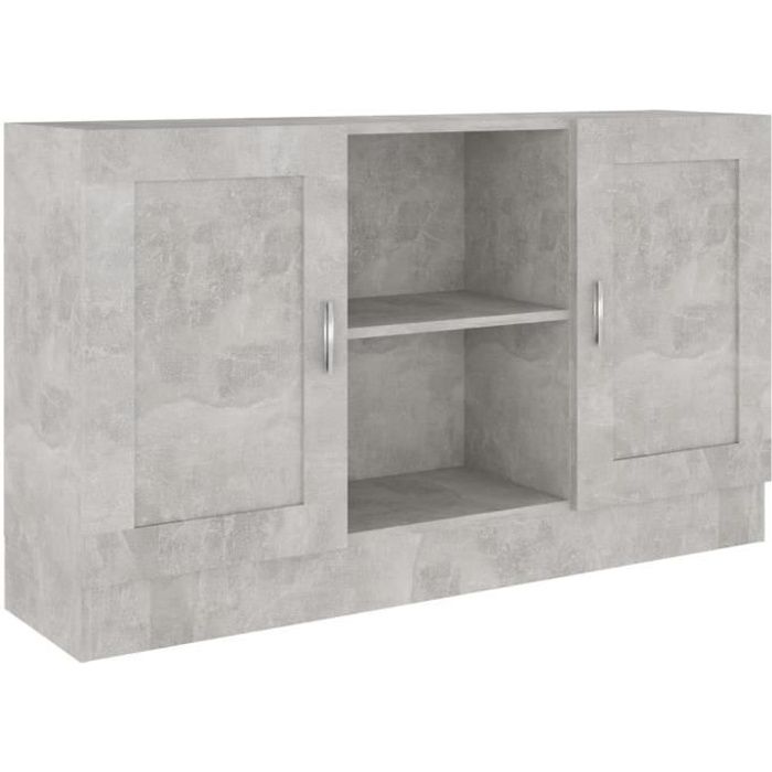 HMF© Bahut bas Décor Buffet De Cuisine - Buffet Décor Gris béton 120x305x70 cm Aggloméré 62861
