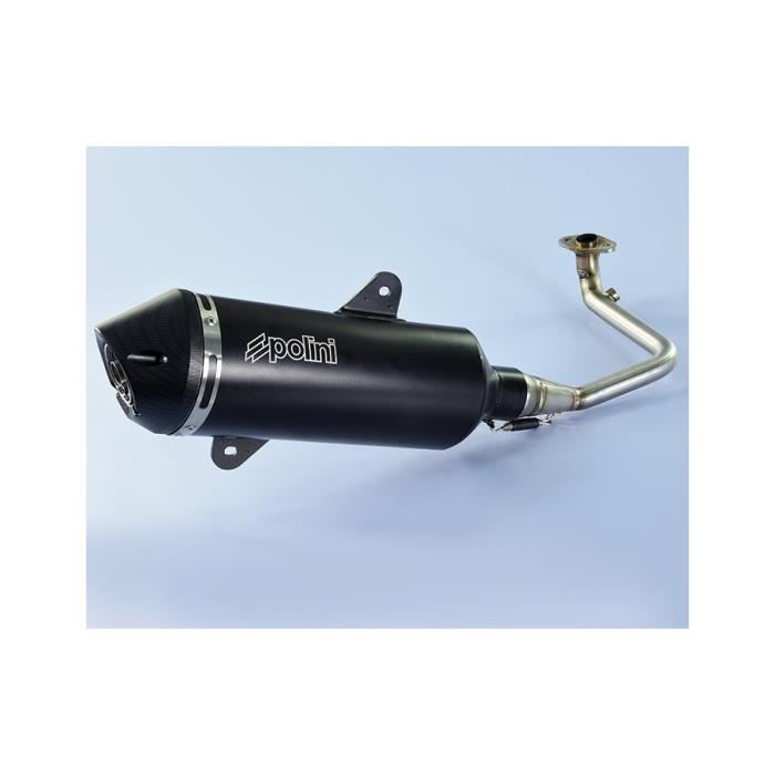 Ligne complète POLINI Maxi-Scooter inox/silencieux alu noir/casquette alu SYM Cruisym 125