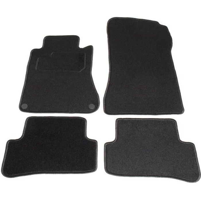 Tapis sur mesure - Mercedes - Classe C W203 - Moquette noire - Lot de 4 tapis