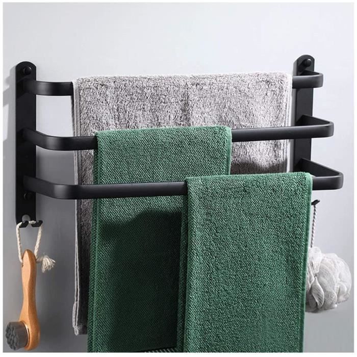 EMKE Porte Serviette Salle De Bain 2 Étages Noir - Porte Serviette Radiateur Mural