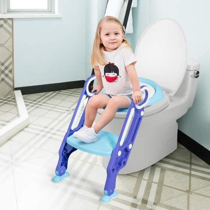 Randaco Siège de Toilette Pliable Réducteur de Toilette Réducteur WC Reducteur  toilette enfant avec Marche Coussin
