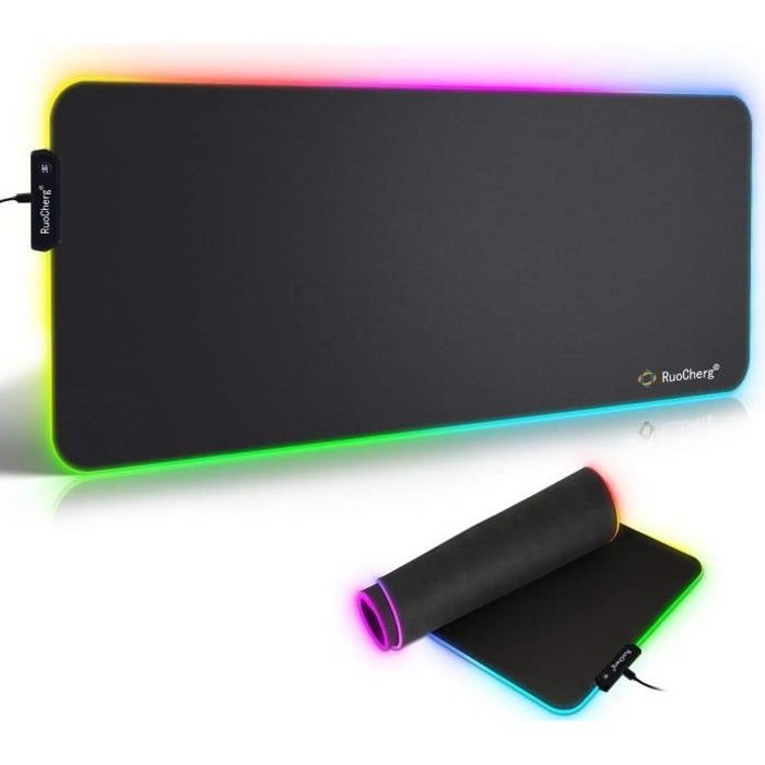 Tapis de Gaming Lumineux LED Couleur Grand Sous Main USB Bureau Gamer