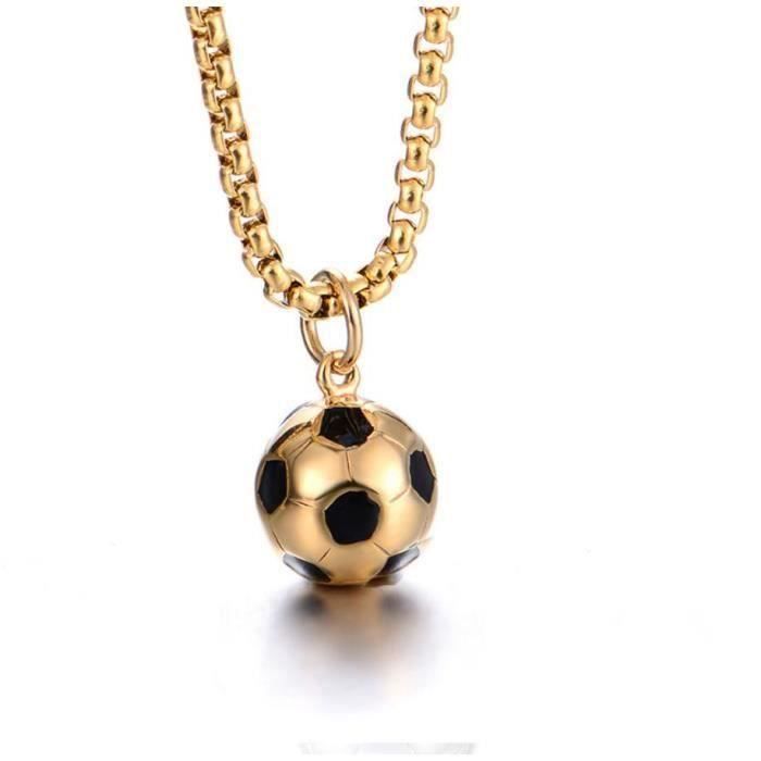 Collier De Football Pour Garçon/fille - Pendentif Ballon Et Cœur - Acier Inoxydable - Cadeau Fan De Foot - Anniversaire, Noël
