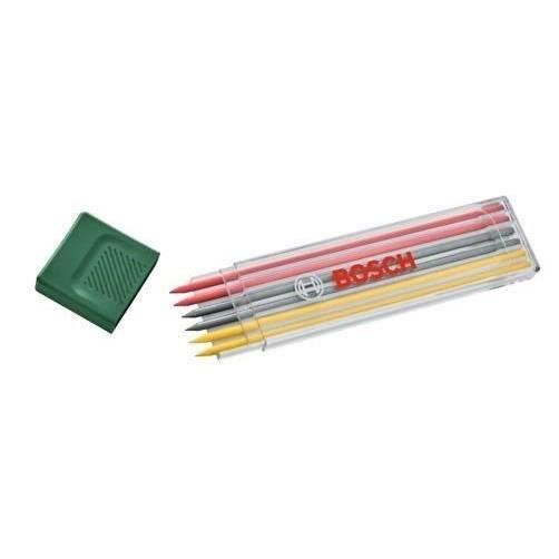 Bosch Set de 6 mines graphites multicolores 2 rouges 2 jaunes 2 graphites HB 2 8 mm
