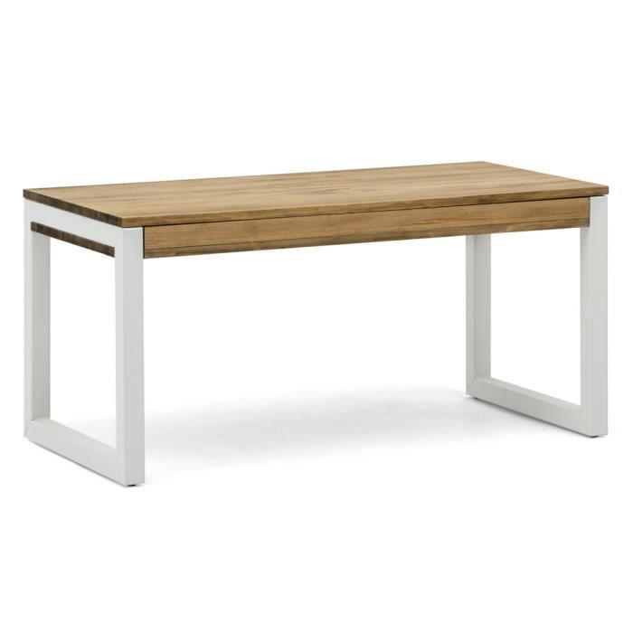 table basse relevable icub strong eco - box furniture - blanc-vieilli - 120x50x52 cm - bois massif