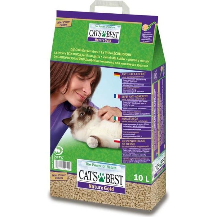 Cats Best Litière végétale Smart Pellets pour chat 10 L - pellets pour poils longs ultra-absorbante Cats Best Litière végétale Smart Pellets pour chat 10 L - pellets pour poils longs ultra-absorbante