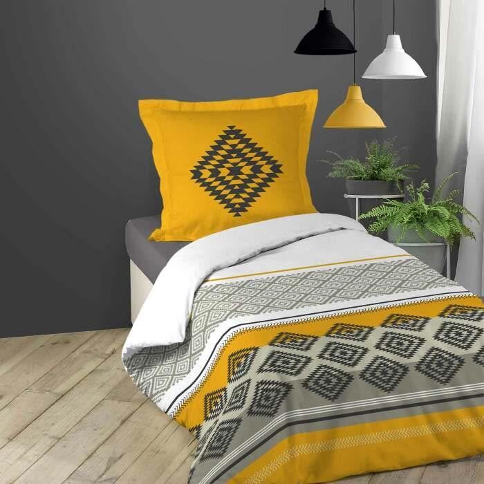 PARURE 2 PIECES 140 x 200 CM IMPRIME 42 FILS ALLOVER ALIANOR