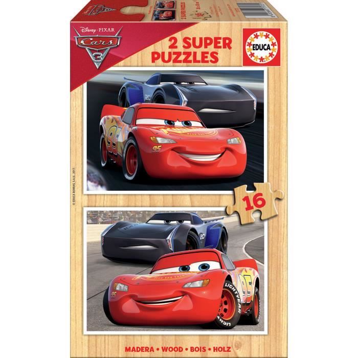 Puzzle en bois Cars 3 - EDUCA - 2 puzzles de 16 pièces - Pour enfants ...