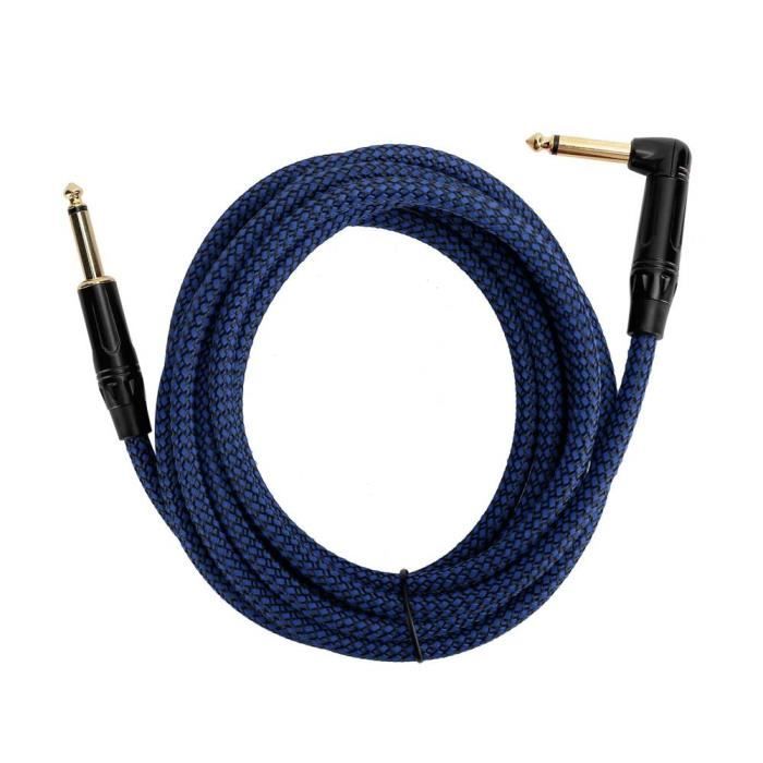 Câble Guitare 3m New Bee - 1/4 Jack Right Angle - Pour Basse, Clavier, Audio
