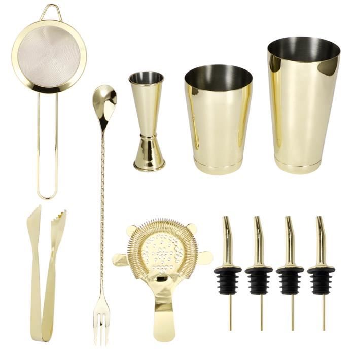 11 pièces/ensemble shaker à cocktail en acier inoxydable mélangeur de