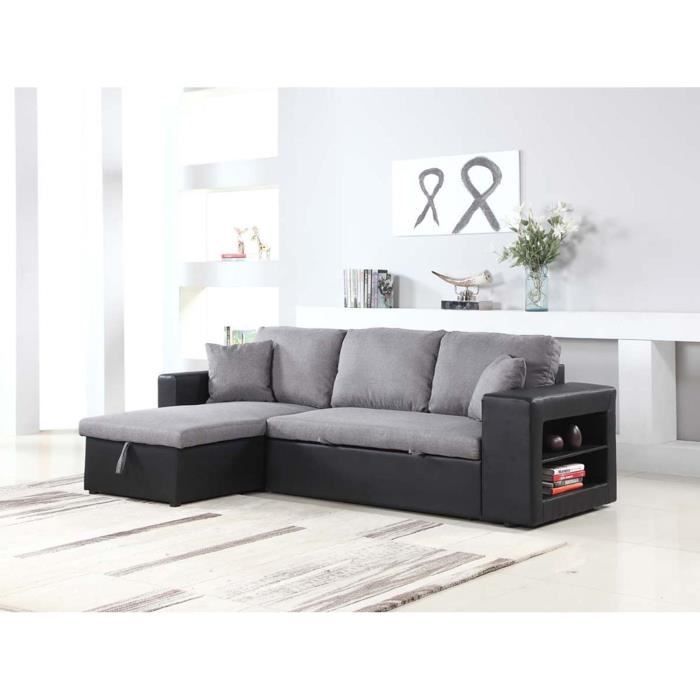 Canape D Angle Convertible Et Reversible Allen Luxe Noir