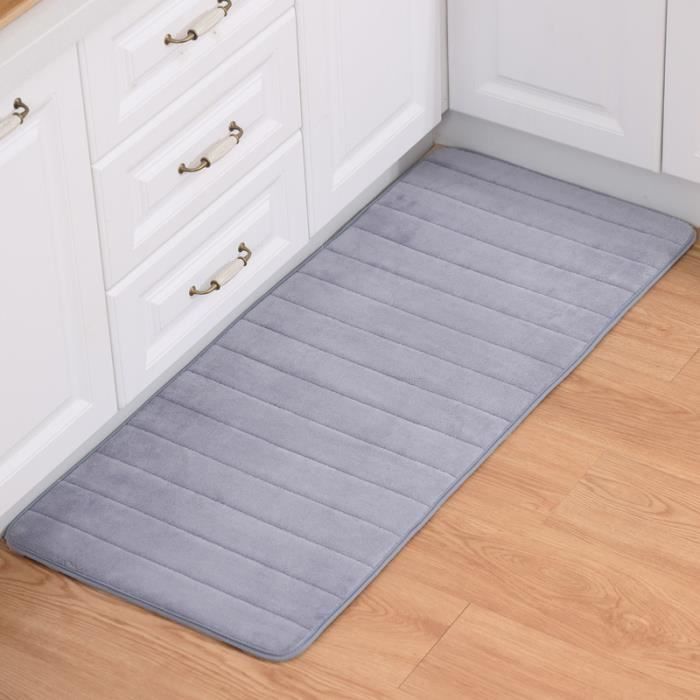 tapis de cuisine 50 x 120 cm devant evier tapis de couloir passage tapis de bain antiderapant en mousse a memoire gris achat vente tapis de cuisine cdiscount
