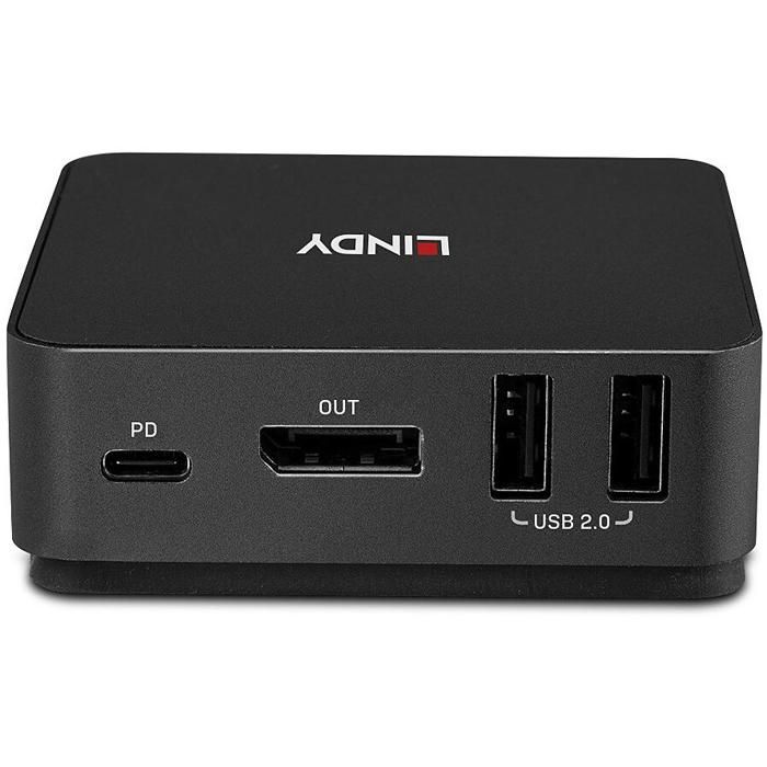Commutateur KVM - Lindy - 2 Port Type C DisplayPort - 4K Ultra HD - 100 W USB - Métal gris