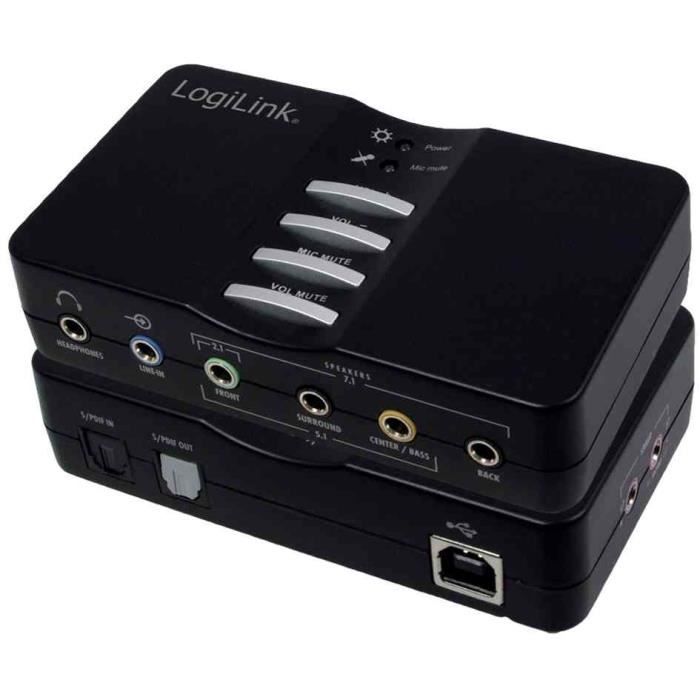 Sound Box USB 7.1, 8 canaux, couleur: noir