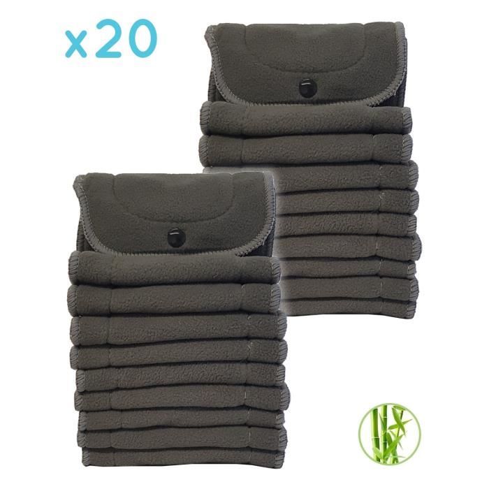 Inserts Couches Lavables Happy Cherry - Fibre De Bambou - 8 Pièces - 35x15,5 Cm - Noir