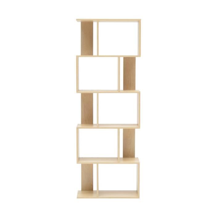 bibliothèque en bois beige design moderne - mobili rebecca - 5 étagères - 172,5x60x24 cm
