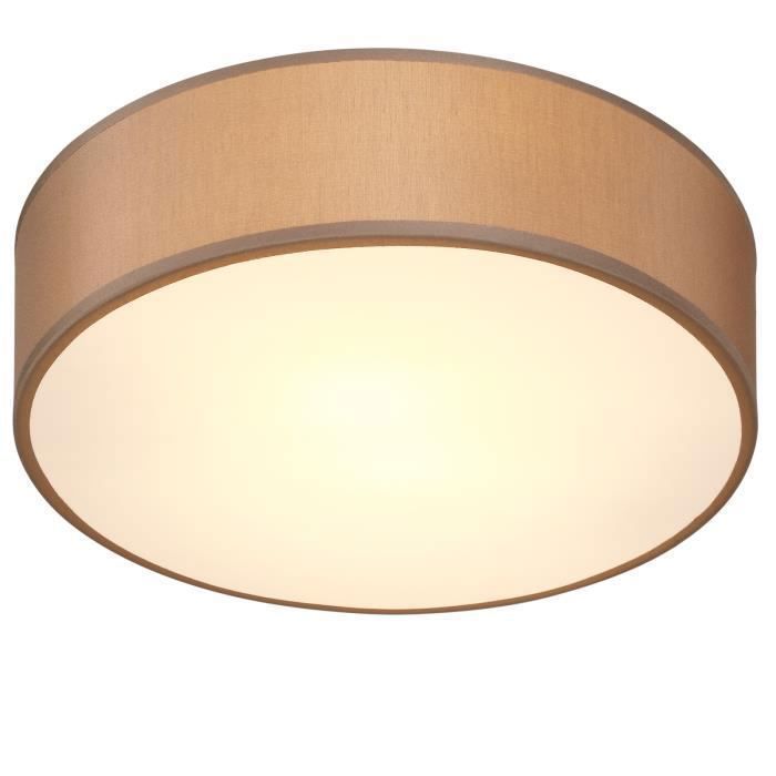 Plafonnier moderne 40W rond 30 cm 1 flamme E27 lampe en tissu lampe de plafond éclairage salon chambre bureau luminaire taupe