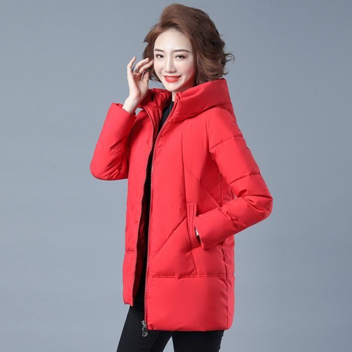 MANTEAU Femme Ample Grande Taille Garder au chaud Coton Rouge GOGOQ