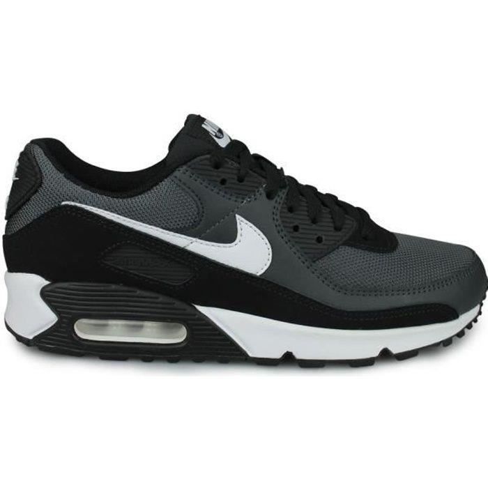 Basket Nike Air Max 90 Gris NIKE Homme Cuir Lacets Plat Gris Cdiscount Chaussures