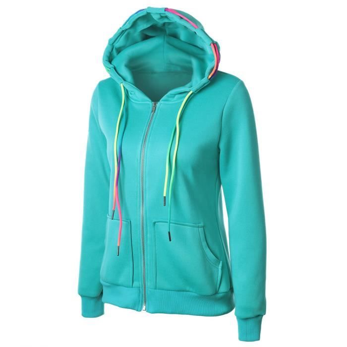 sweat zippé vert femme