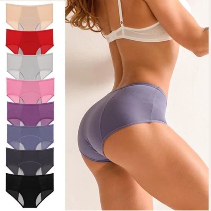 Lot De 8 Culotte Menstruelle Absorbante Femme Coton Slip Post