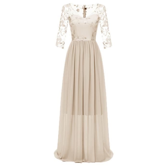 Longue mousseline dentelle formelle soirée robe de bal bal demoiselle d'honneur robe taille 6-18 