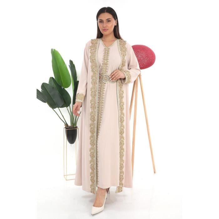 Caftan beige blanc kaftan karakou abaya takchita robe oriental