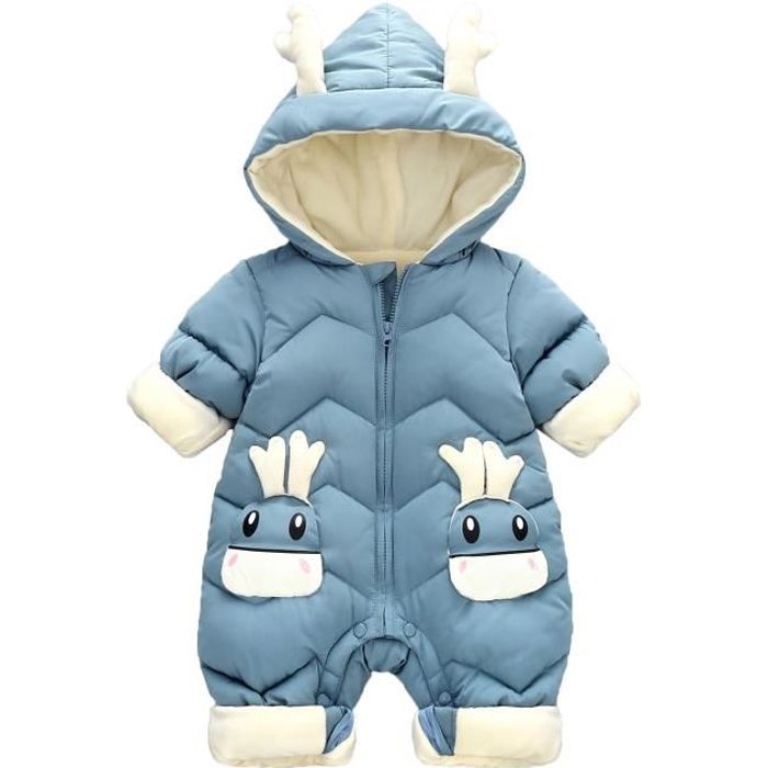 Barboteuse a Capuche Bebe Hiver Grenouilleres Garcons Filles Manche Longue Jumpsuit Manteau Chaud 0 24 Mois