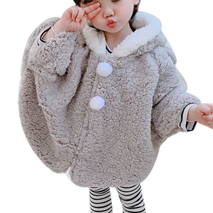 Enfant Fille Veste en Fausse Fourrure Veste Chaud d hiver Veste a Capuche de Vacances Gris Gris Cdiscount Pret a Porter