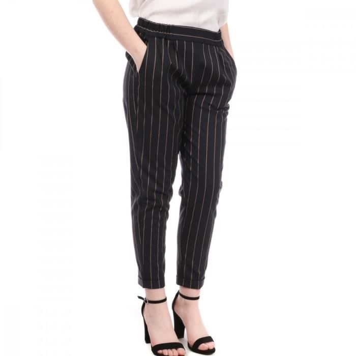 Pantalon gris top rayé femme