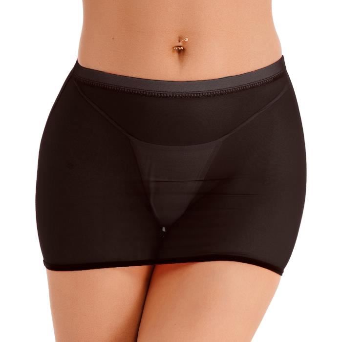 IEFIEL Femme Mini Jupe Transparente Sexy Jupe Moulante Crayon Taille Basse Extensible Vetements de Nuit Clubwear S L Noir Cdiscount Pret a Porter