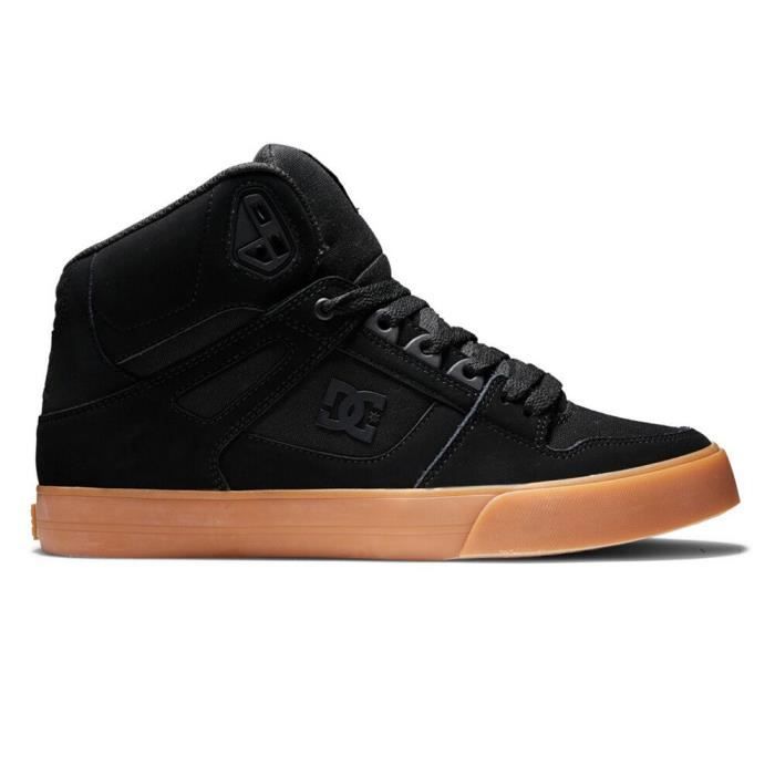 DC Shoes Chaussures montantes DC SHOES Pure en cuir noir pour homme - lacets plats - style tendance