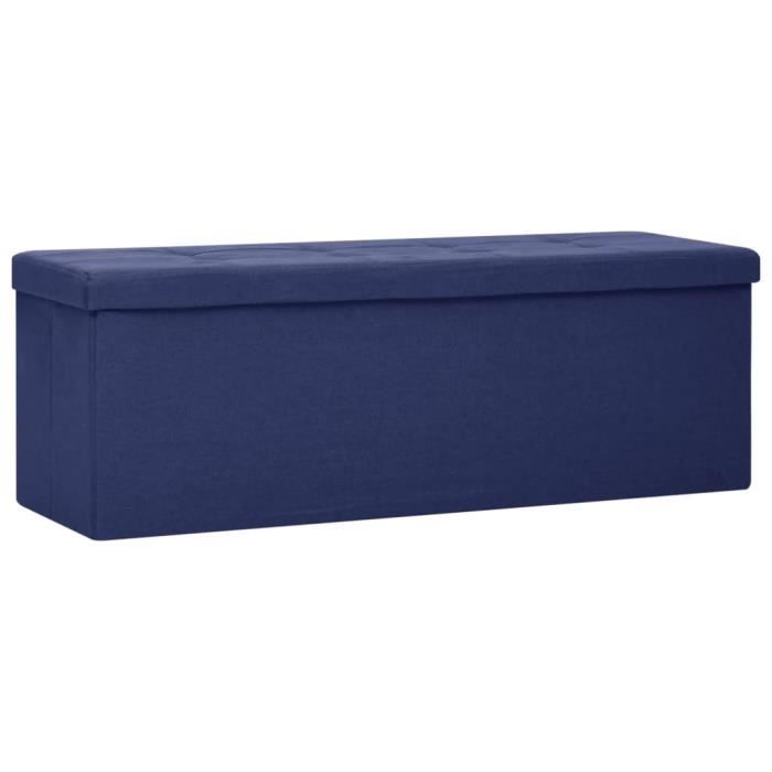 omabeta bancs coffres - banc de rangement pliable bleu faux lin - m07701