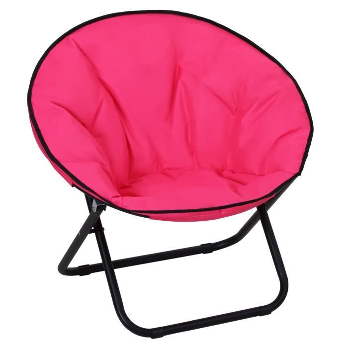 fauteuil rond de jardin loveuse papasan pliable - outsunny - rose - métal - grand confort