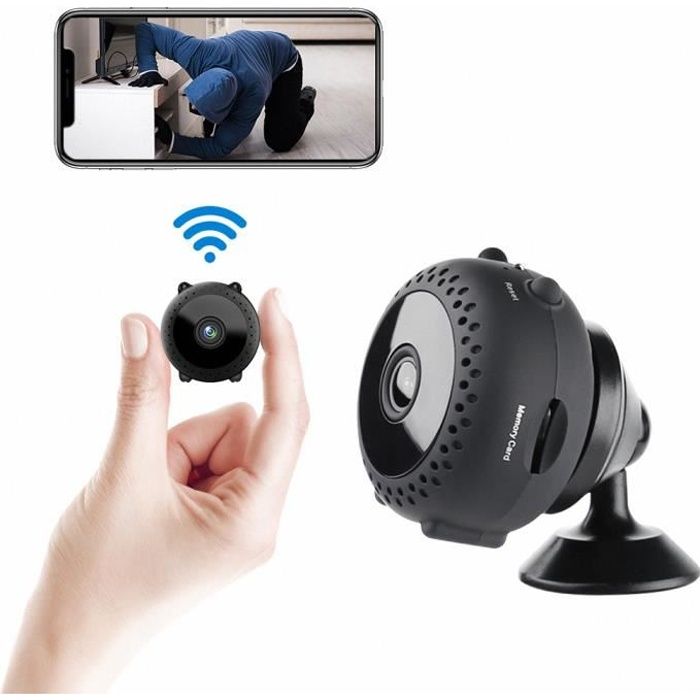 Caméra espion HD Mini WiFi sans fil Caméra cachée avec application Micro Nanny Cam Vision nocturne Alertes de mouvement Caméra de surveillance secrète pour intérieur/domicile