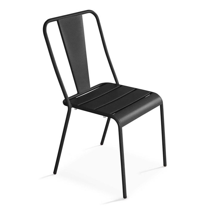 Chaise en métal anthracite Dieppe - Oviala