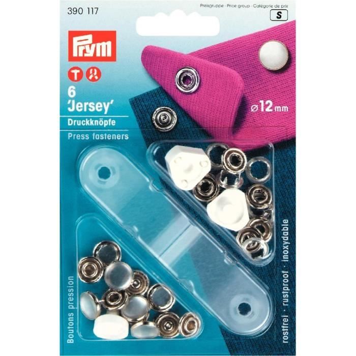 PRYM Boutons Pression Jersey 12 mm Calotte Blanc