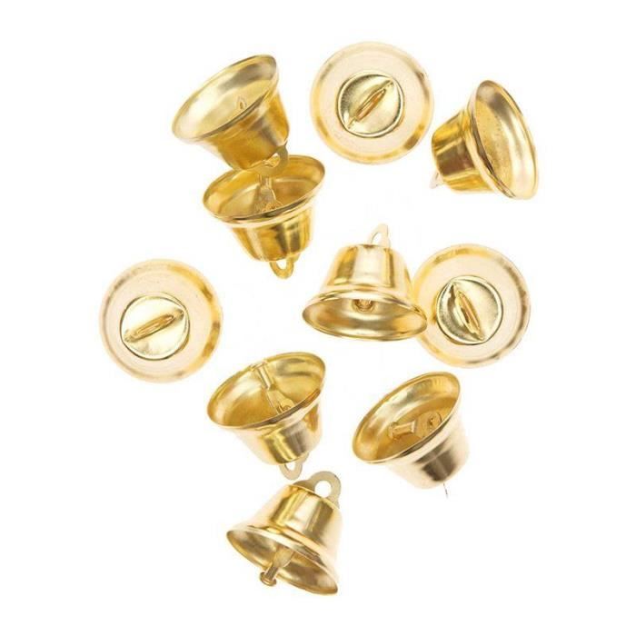 10 petites cloches en métal doré