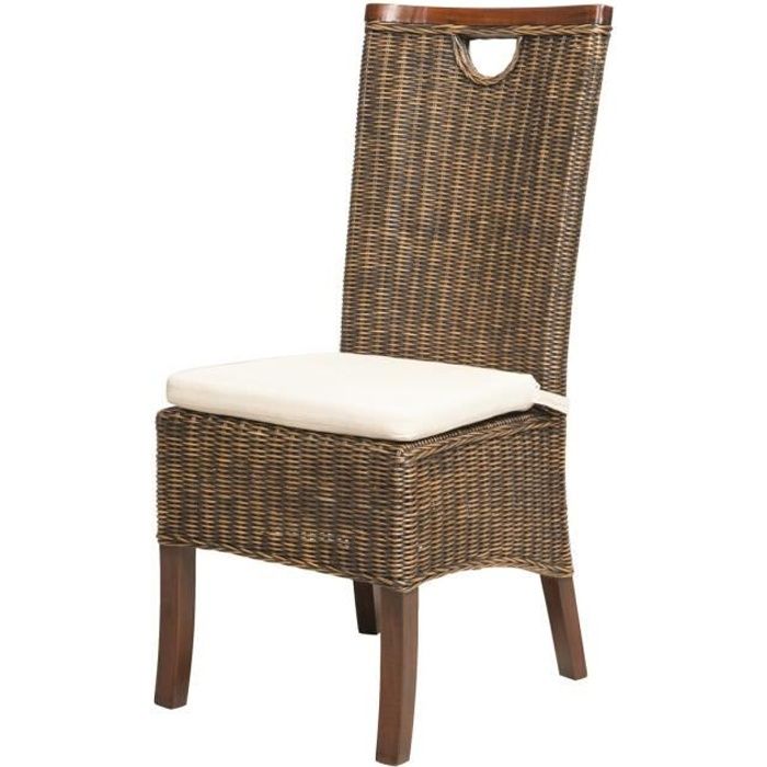 chaise en rotin racine - rotin-design - moka - bois massif - osier/bois