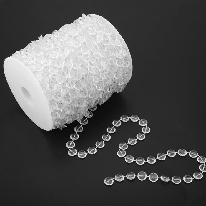 40M Rideau Perles Acrylique Cristal – Guirlande Diamant 99 Ft Pour Mariage, Fête, Décoration Maison, DIY Rideau Scintillant (Type 3 Beige + Blanc)