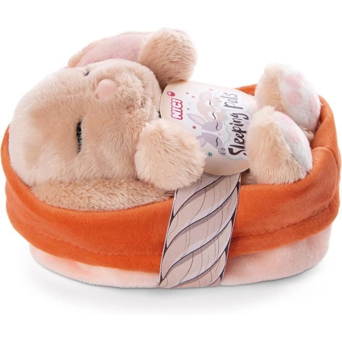 NICI Peluche Sleeping Pets – Coniglietto Cappuccino Nel Suo Cestino Verde, 12 Cm Di Tenerezza! - 2