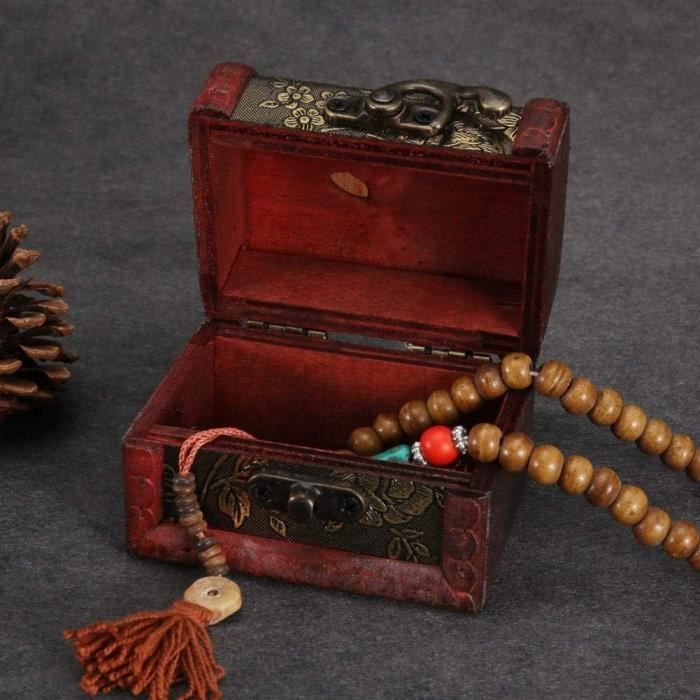 Boîte à Bijoux Vintage En Bois Avec Serrure à Code – Coffre Au Trésor Décoratif Pour Rangement Sécurisé – 10.5x8x8 Cm