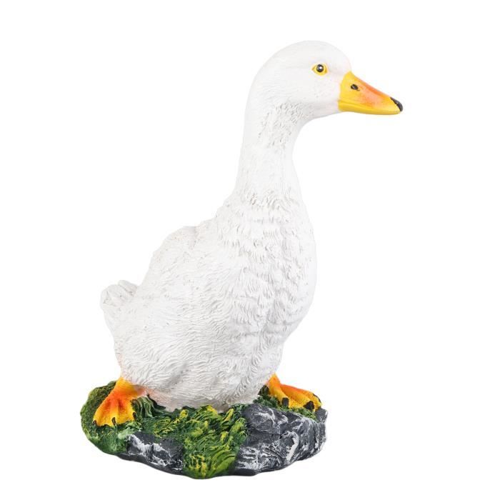 Grande Statue Canard Blanc – Polyrésine – Bec Ouvert – Hauteur 48 Cm – NEUF