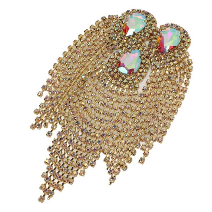 Épaulettes Avec Franges Et Strass Argentés - 10x5,6 Cm, Légères, Avec Attaches - Pour Costumes, Cérémonies