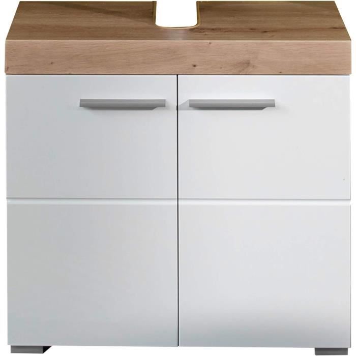 Meuble Sous-Vasque Runner Trendteam – 58x57x31 Cm – Aspect Argenté Cendré – Grand Rangement Salle De Bain