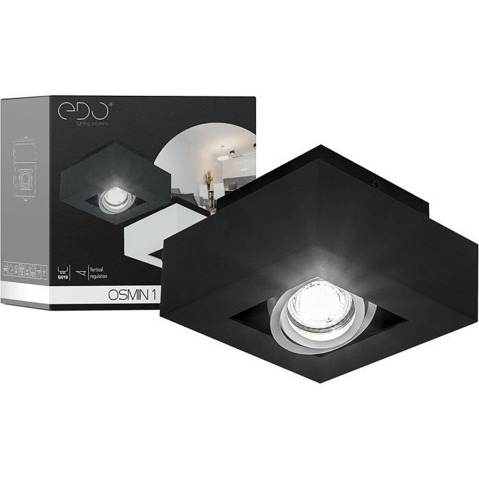 PALLAD 1 MINI Noir IP20 spot de plafond encastré carré noir EDO777125 Edo Solutions - Vente en