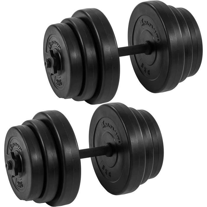 Kit d'haltères musculation 15 kg set d'haltères réglables avec plaques
